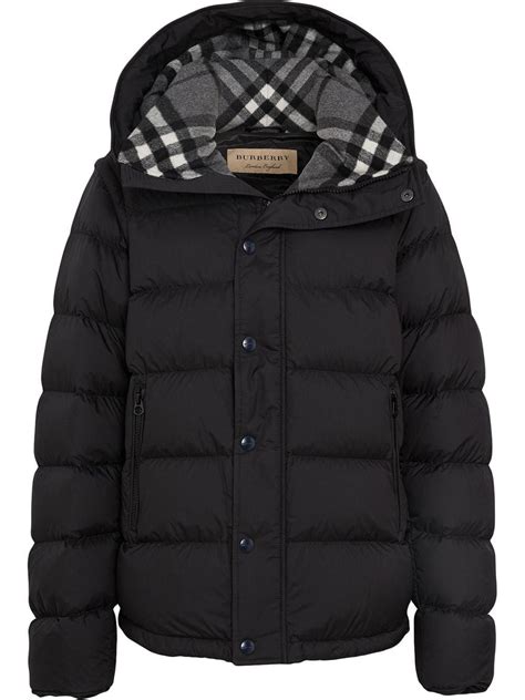 burberry check detail down-filled hooded puffer coat|Burberry puffer coat sale.